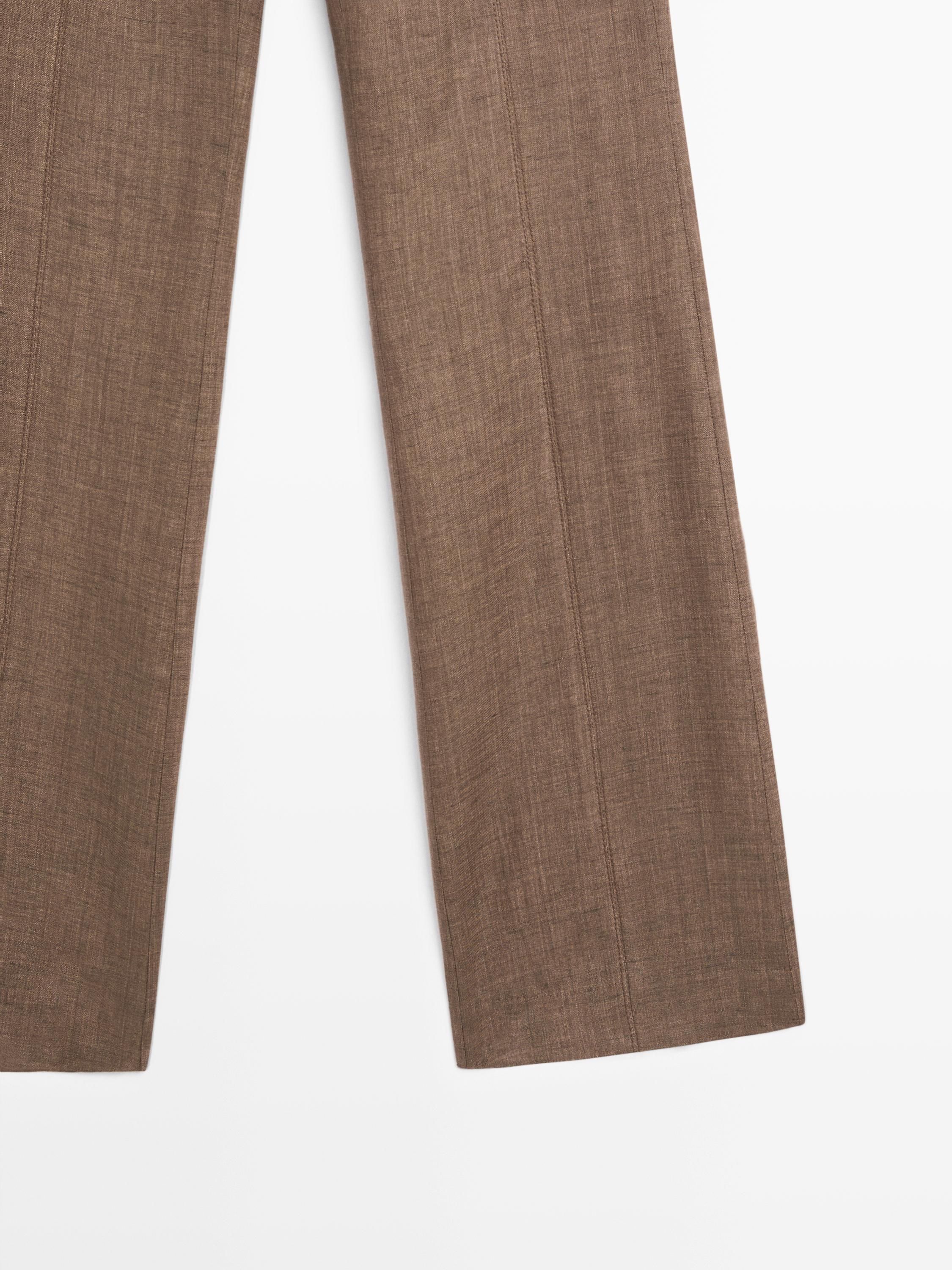 Pantalon kick flare 100 % lin